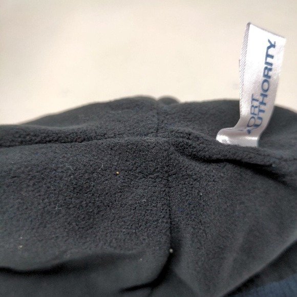 Port Authority Men's Knit Beanie Hat Cap Blue Gray Striped Acrylic Embroidered - Picture 10 of 12